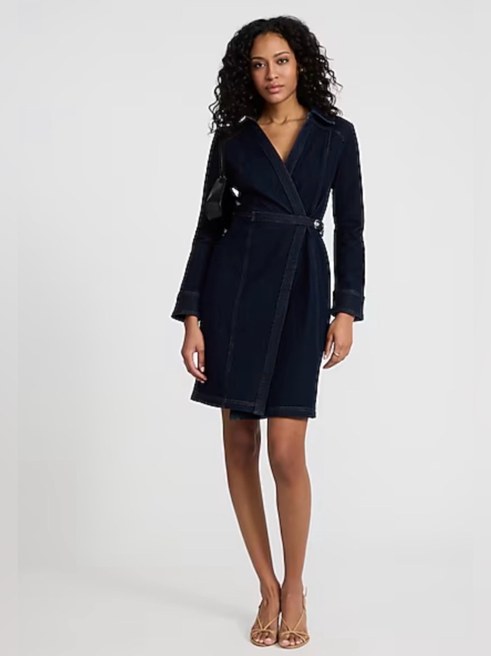 NWT Express Denim Long Sleeved Belted Wrap Dress